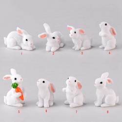 1 Pcs Lovely Resin White Rabbit Cute Micro Small Rabbit Ornament Landscape Easter Home & Garden Art Decoration DIY Miniatures Fairy Garden Supply Fairy Gardens Fairy Garden Supplies Miniature Garden Supplies