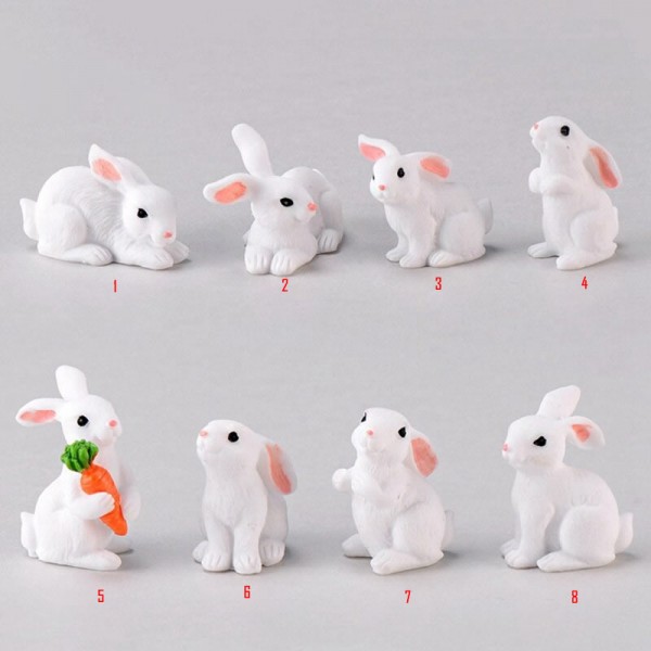 1 Pcs Lovely Resin White Rabbit Cute Micro Small Rabbit Ornament Landscape Easter Home & Garden Art Decoration DIY Miniatures Fairy Garden Supply Fairy Gardens Fairy Garden Supplies Miniature Garden Supplies